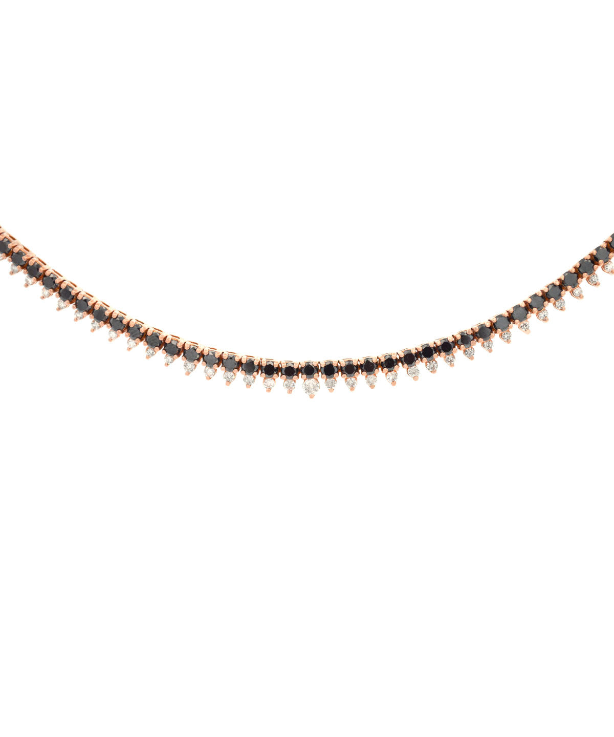 5.09ct Black Diamond 18K Gold Stationed Tennis Necklace