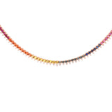 6.28ct Diamond Multi Sapphire 18K Gold Stationed Tennis Necklace