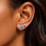 0.44ct Diamond Turquoise 18K Gold Climber Earrings