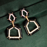 2.61ct Diamond 18K Gold Enamel Earrings