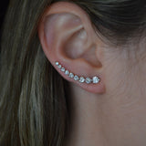 2.01ct Diamond 14K Gold Graduated Climber Earrings