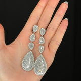 12.04ct Diamond 18K Gold Cluster Tear Drop Earrings