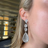 12.04ct Diamond 18K Gold Cluster Tear Drop Earrings