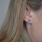 1.50ct Blue Topaz 14K Gold Stud Earrings