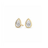 0.38ct Diamond 18K Gold Bezel Pear Cut Earrings