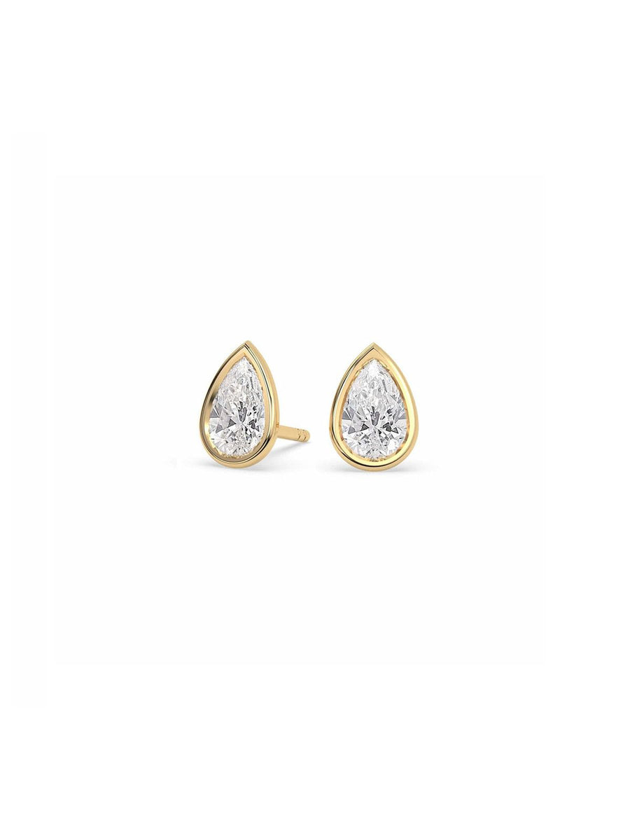 0.38ct Diamond 18K Gold Bezel Pear Cut Earrings