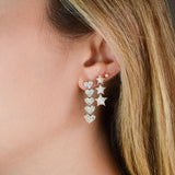 2.14ct Diamond 18K Gold Invisible Set Graduated Stars Shaped Earrings