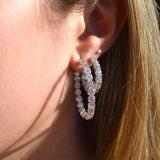 10.50ct Diamond 14K Gold Inside Outside Hoops Earrings