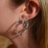 10.50ct Diamond 14K Gold Inside Outside Hoops Earrings