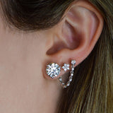 0.96ct Diamond 14K Gold Draped Chain Earrings