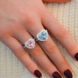 4.29ct Diamond Aquamarine 18K Gold Heart Halo Ring
