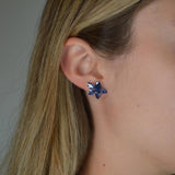 6.90ct Sapphire 18K Gold Cluster Earrings