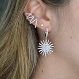 3.50ct Diamond 18K Gold  Starburst Drop Earrings