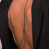 45.39ct Emerald 18K Gold 30'' Link Tennis Necklace