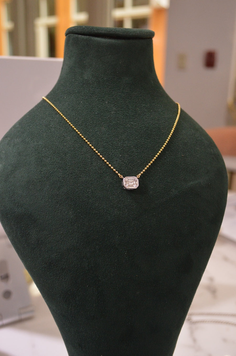 0.66ct Diamond 18K/14K Gold Bead Pendant Necklace