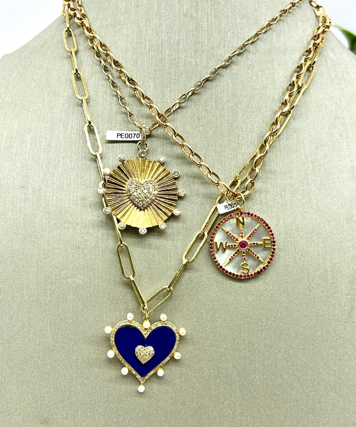 Ruby 14K Gold Compass Pendant