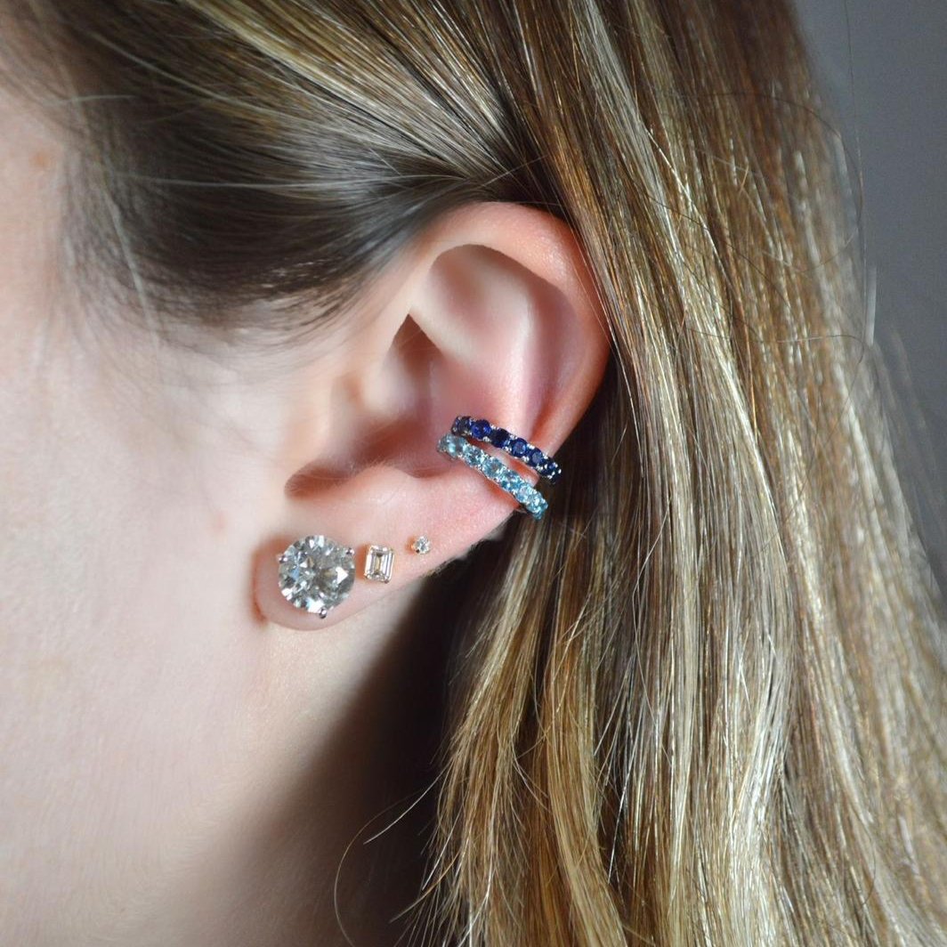 0.60ct Blue Topaz 18K Gold Ear Cuff