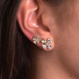 1.20ct Diamond 18K Gold Heart Cut Clover Stud Earrings