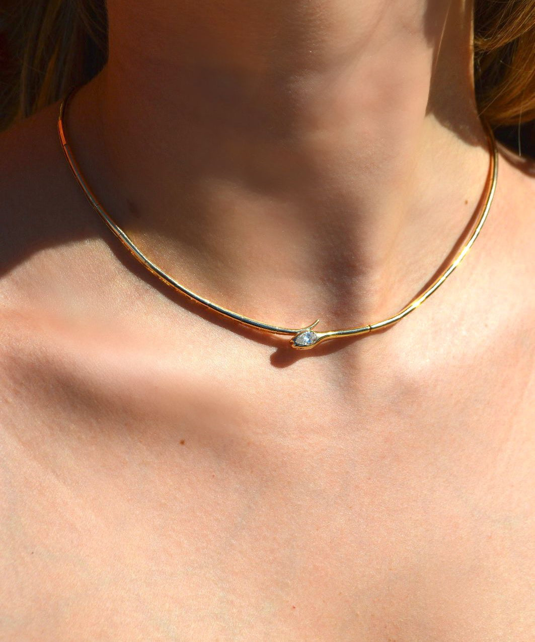 0.37ct Diamond 14K Gold Snake Necklace