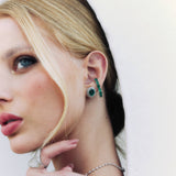 3.20ct Emerald 18K Gold Suspender Bar Earrings