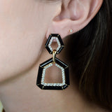 2.61ct Diamond 18K Gold Enamel Earrings