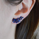 3.30ct Sapphire 18K Gold Cluster Climber Earrings