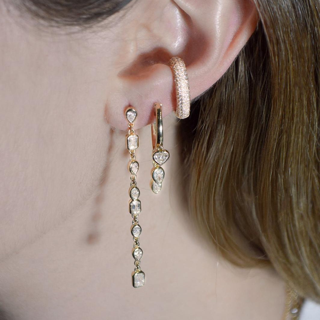 1.76ct Diamond 14K Gold Multi Shaped Drop Earrings