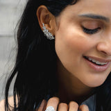 3.60ct Diamond 18K Gold Cluster Statement Earrings