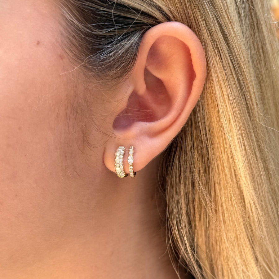 0.64ct Diamond 18K Gold Chunky Pave Huggie Hoop Earrings