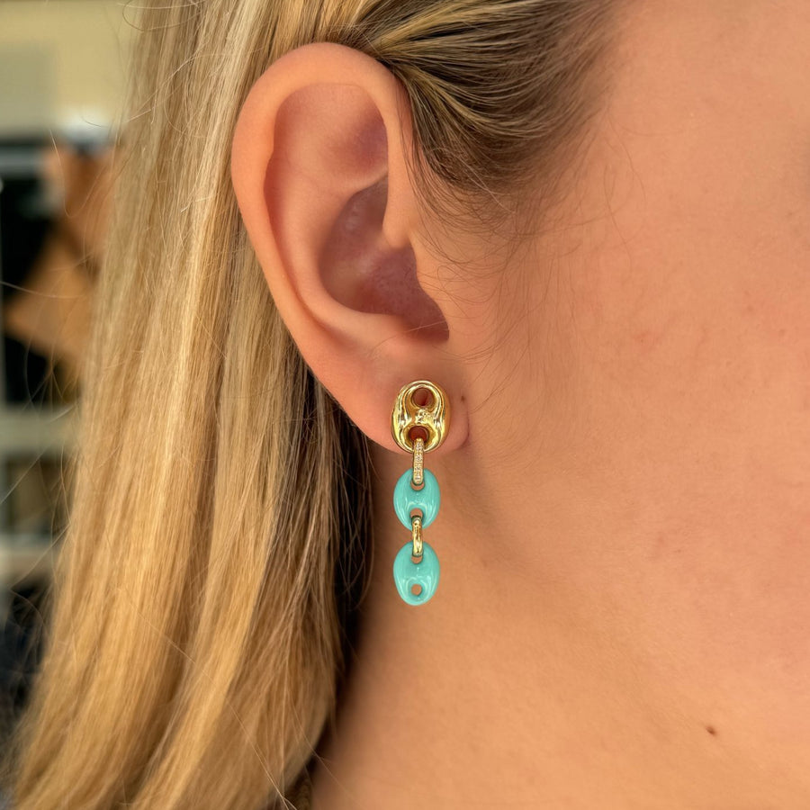 0.08ct Diamond 14K Gold Dangle Earrings