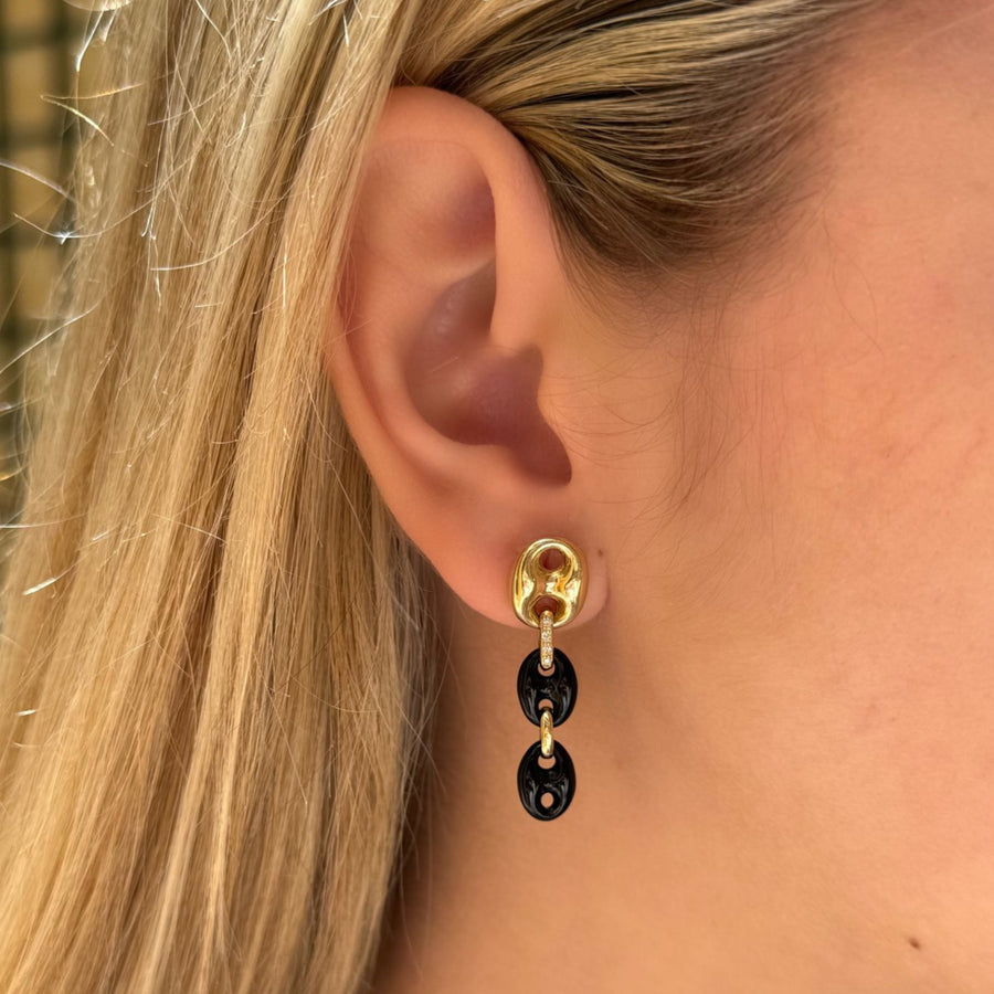 0.08ct Diamond 14K Gold Dangle Earrings