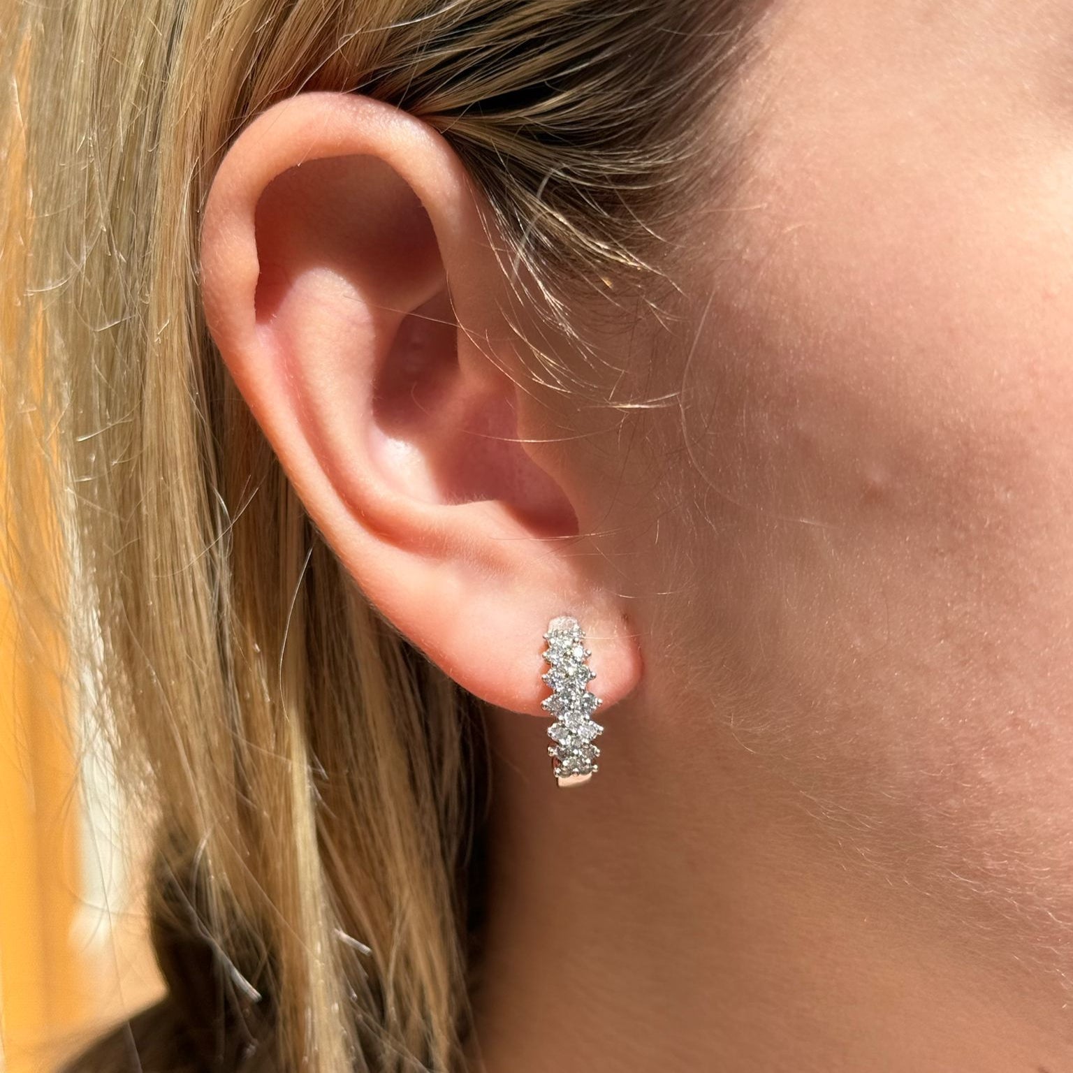 1.00ct Diamond 14K Gold Princess Bar Earrings