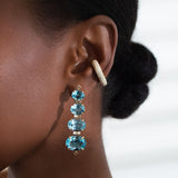 52.858ct Sky Blue Topaz Brown Diamond 18K Earrings