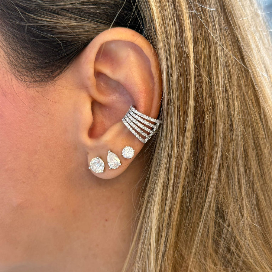 0.95ct Diamond 18K Gold Five Row Ear Cuff