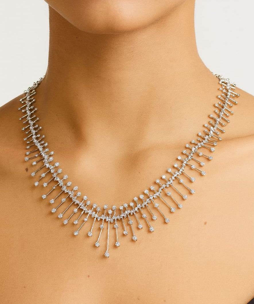 9.00ct Diamond 18K Gold Statement Stationed Necklace