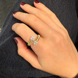 0.39ct Diamond 18K Italian Gold Grooved Bypass Ring