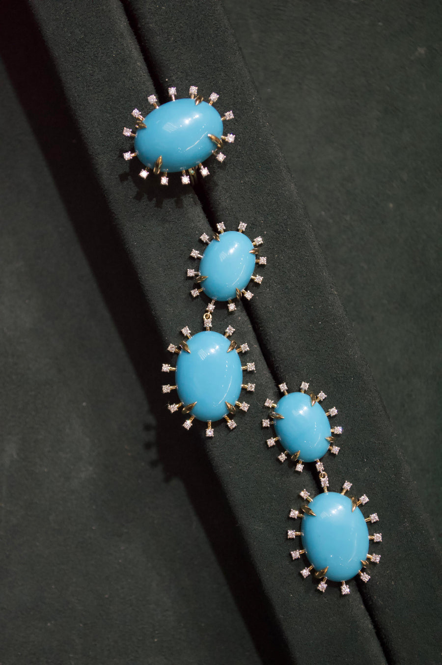 13.33ct Diamond Turquoise 18K Gold Halo Cocktail Ring