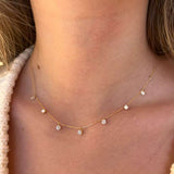 1.13ct Diamond 18K Gold Stationed Chain Necklace