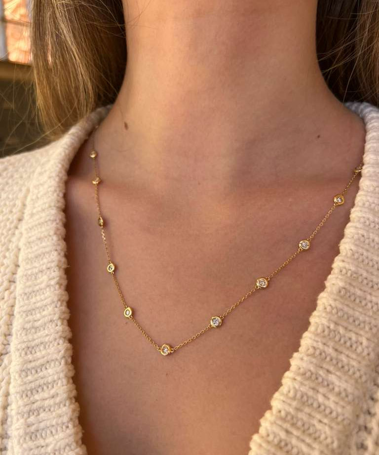 1.00ct Diamond 18K Gold By The Yard Necklace