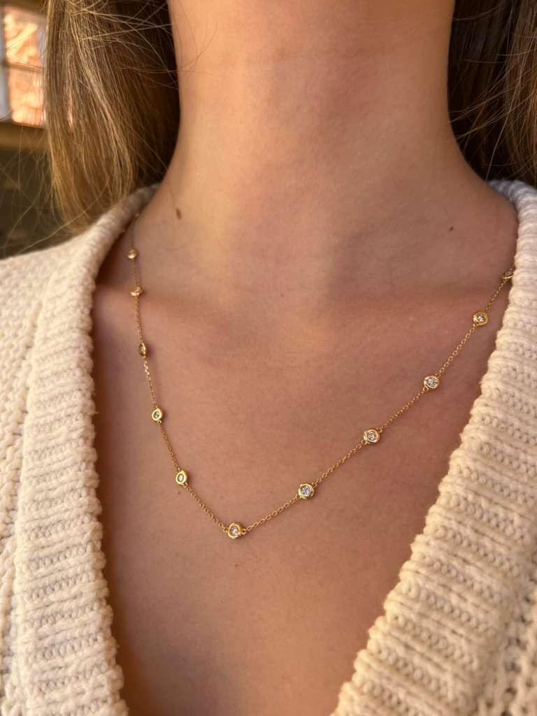 1.00ct Diamond 18K Gold By The Yard Necklace
