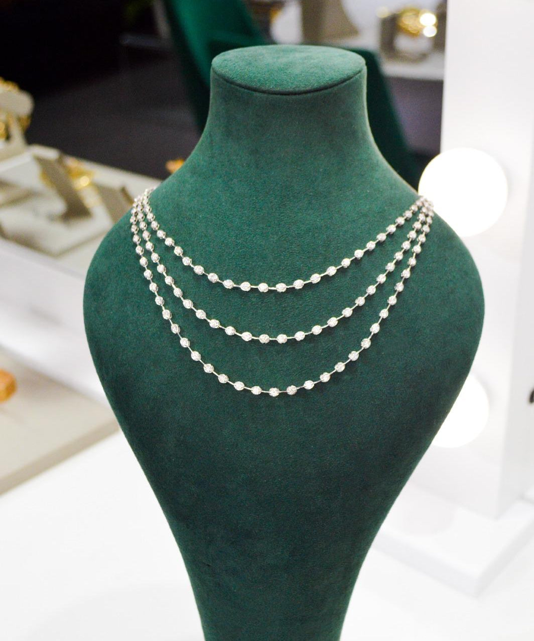 6.5ct Diamond 14K Gold Three Layers Necklace