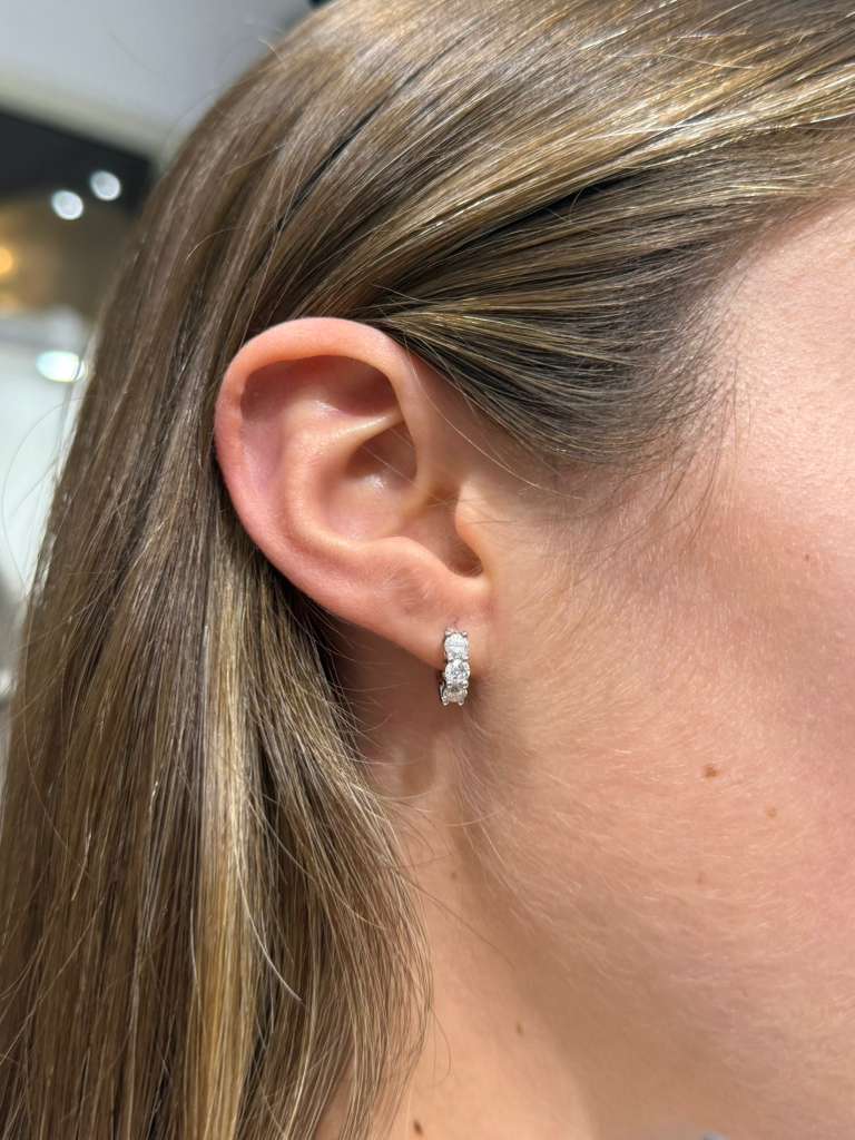 1.05ct Diamond 14K Gold Huggie Hoop Earrings