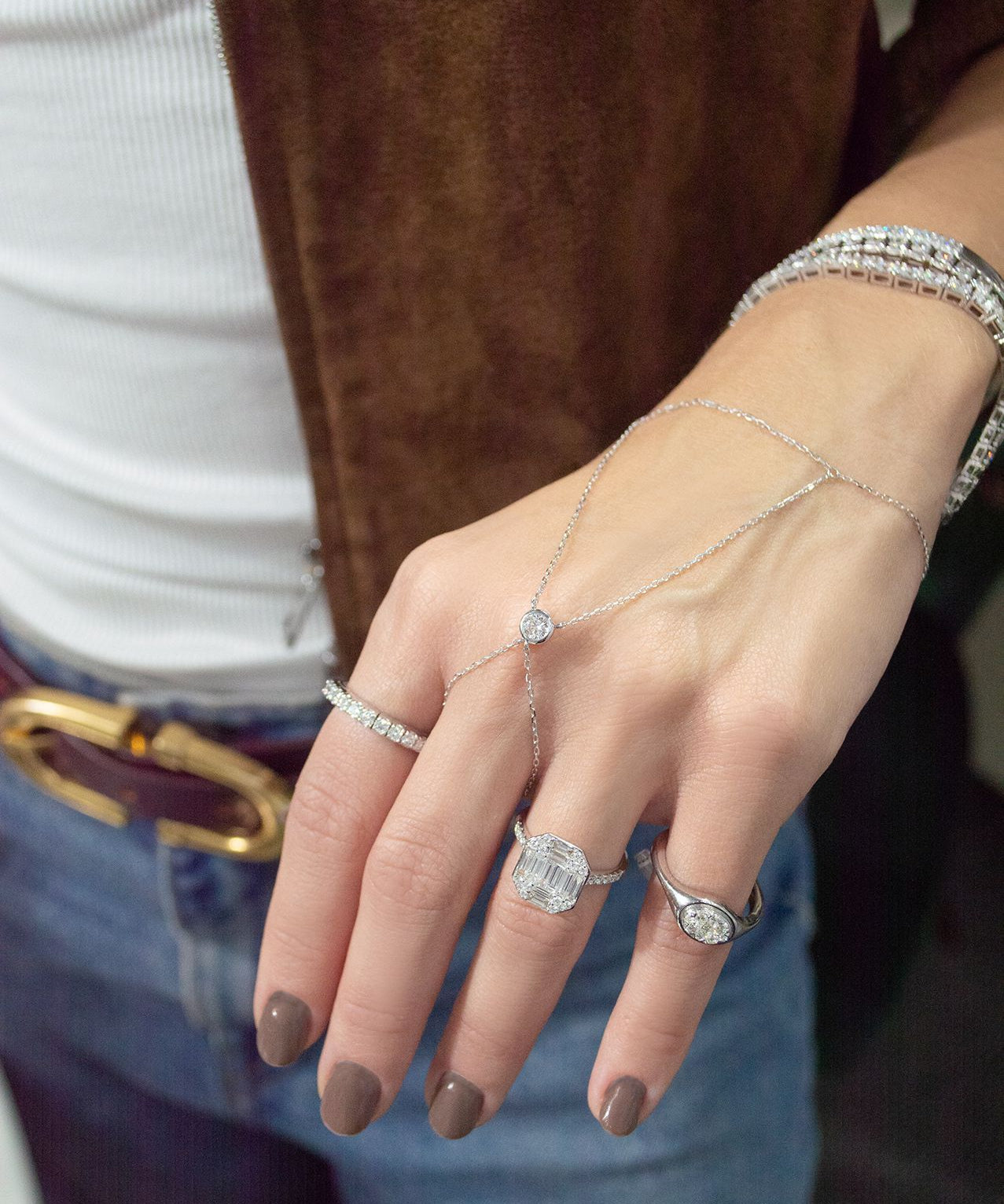 0.27ct Diamond 18K Gold Bezel Hand Bracelet
