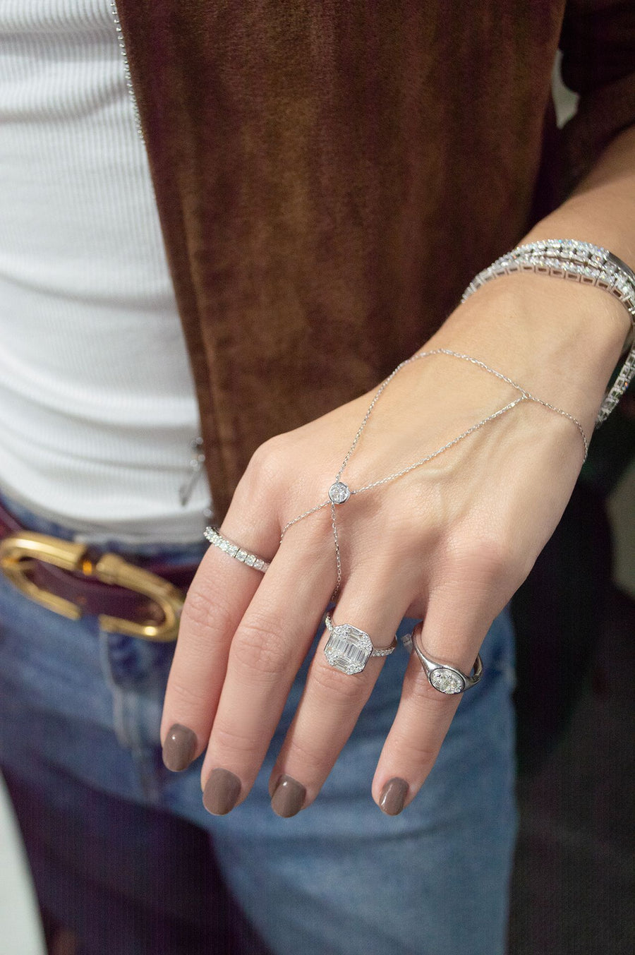 0.27ct Diamond 18K Gold Bezel Hand Bracelet