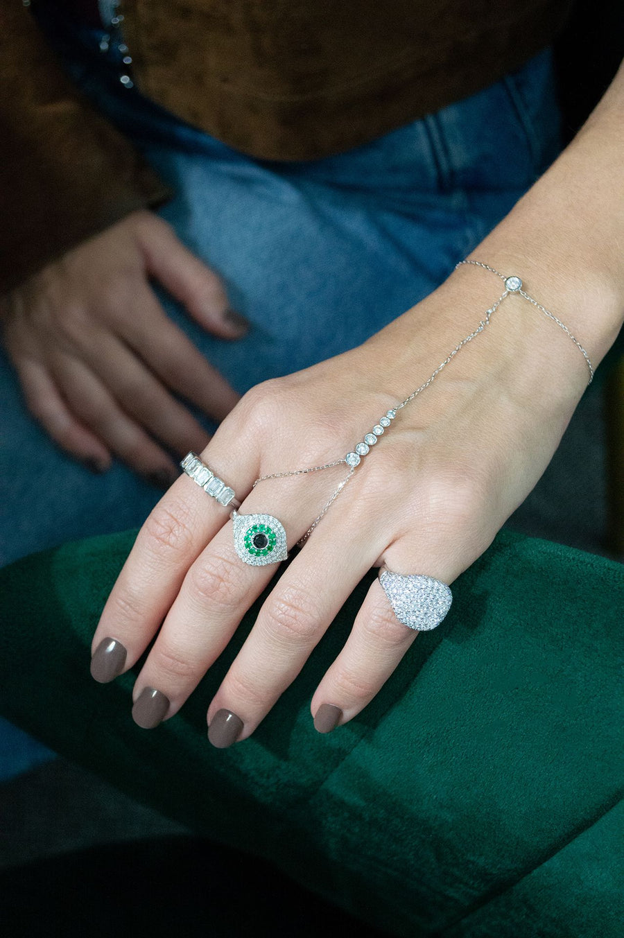 0.56ct Diamond 18K Gold Linear Hand Bracelet