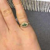 0.46ct Diamond Emerald 14K Gold Signet Ring