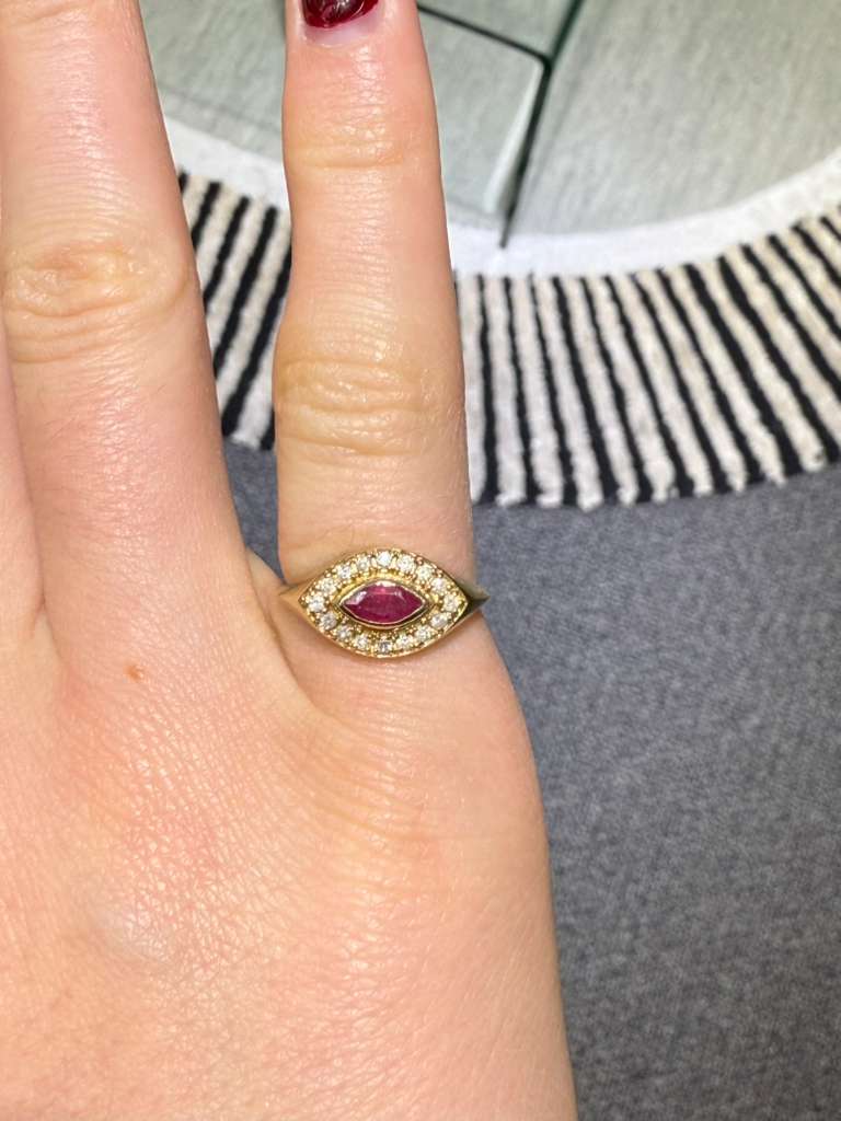 0.46ct Diamond Ruby 14K Gold Signet Ring