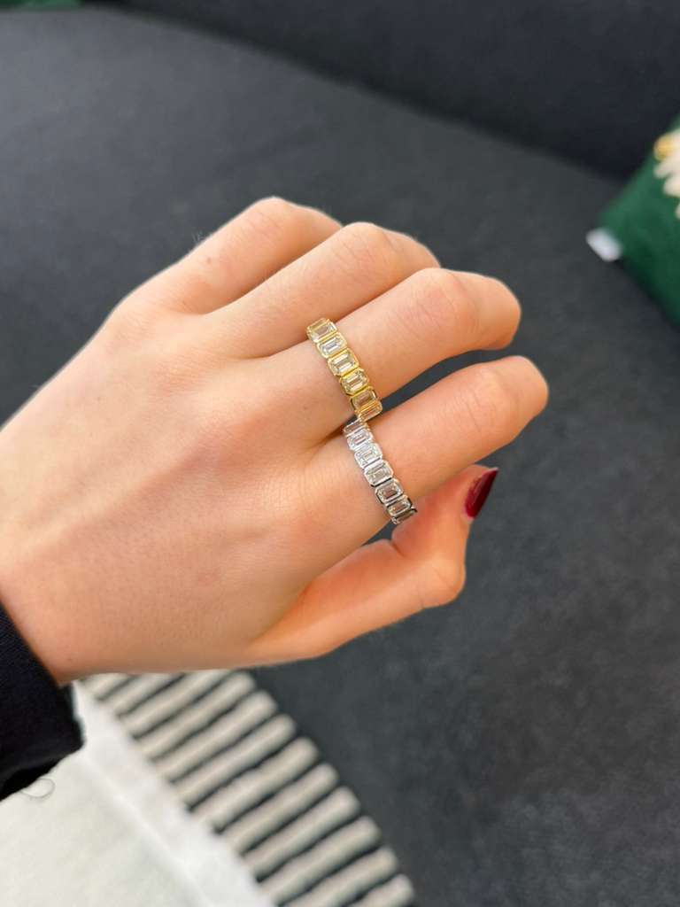 1.80ct Diamond 18K Gold Emerald Cut Half Eternity Ring