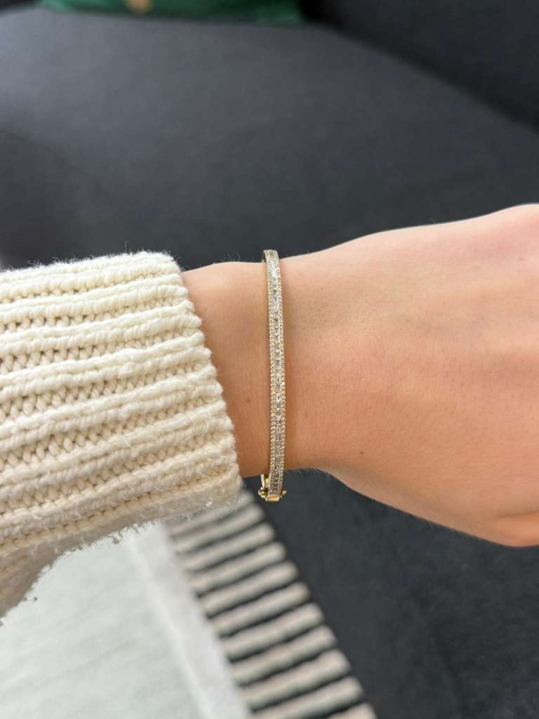 1.10ct Diamond 14K Gold Baguette Bangle Bracelet