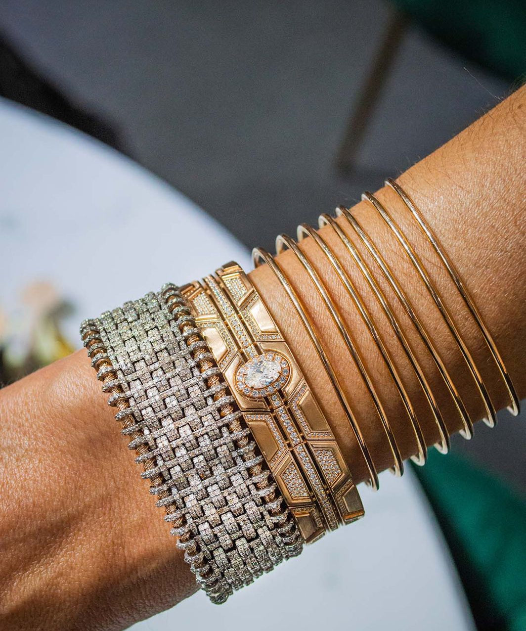 3.31ct Diamond 18K Gold Cuff Bracelet